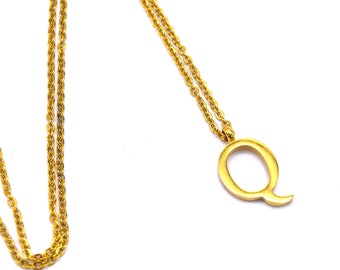 304 Stainless Steel Gold Letter Q Pendant Necklace