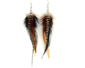 Pendientes de plumas Amarok - Pluma étnica - Joyería étnica - Joyería india - Boho -