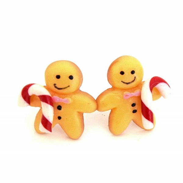Earrings Christmas man gingerbread barley sugar , Gingerbread earrings Christmas candy resin
