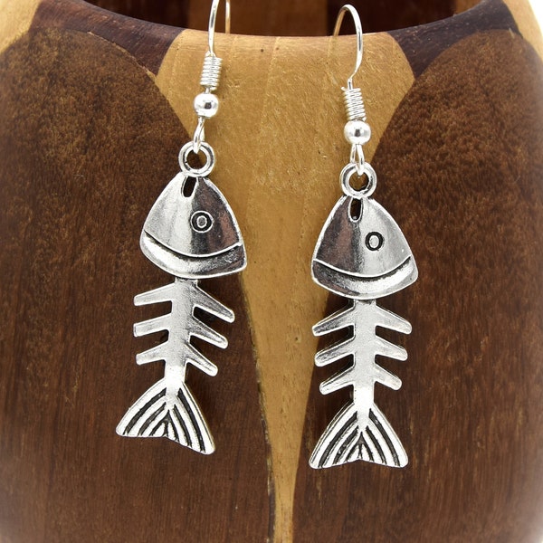 Boucles D'oreilles Argent 925 - Chat Et Poisson Avec Cristaux - Pour Enfant, Cadeau Mignon