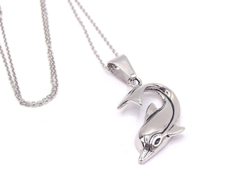 Necklace dolphin pendant silver stainless steel 304