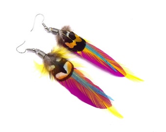 Multicolored Bylilly feather earrings