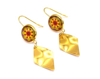 Honey Mandala earrings in gold-colored stainless steel