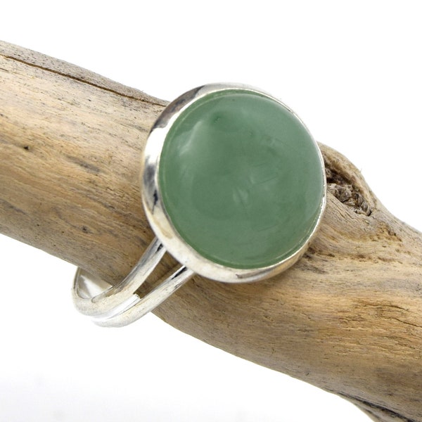 Bague aventurine vert argenté, BAGUE REGLABLE aventurine pierre de gemme - Silver green aventurine ring, adjustable aventurine gemstone ring