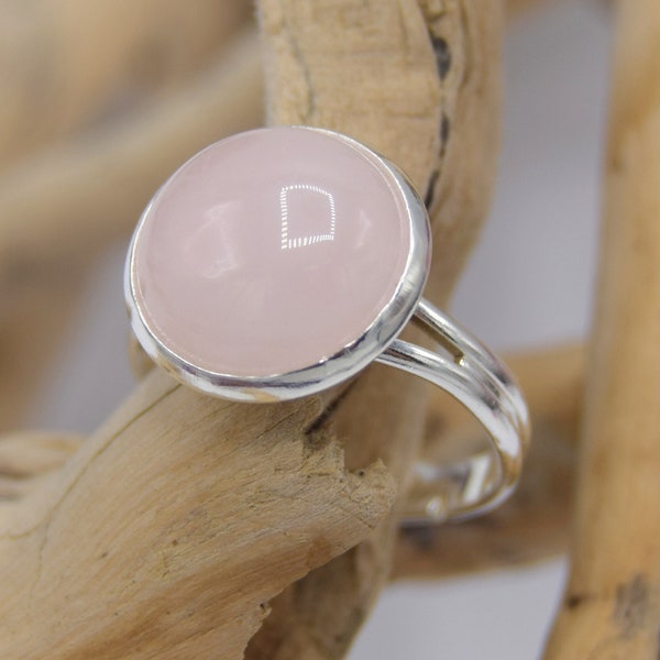 Bague quartz rose, bague AJUSTABLE en  pierre de gemme