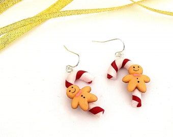 Lot De 4 Paires De Boucles D'oreilles De Noël - Motifs Bonhomme & Maison En Pain D'épice - Cadeau Festif Pour Femme - 5