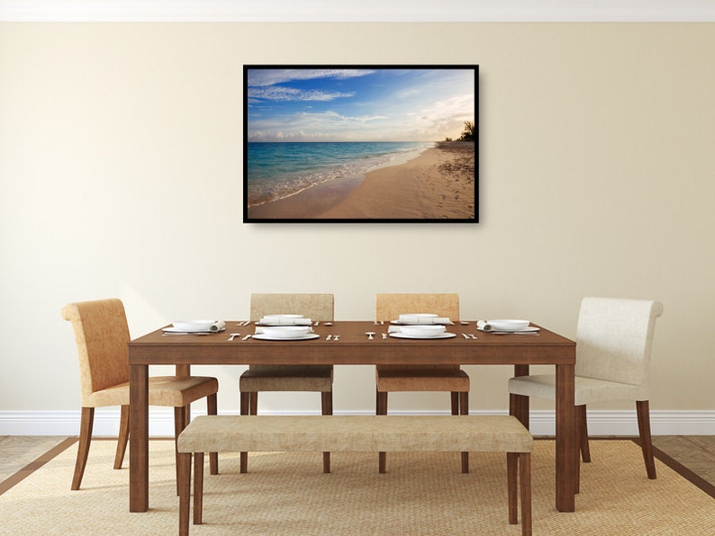 Sea Away, Fine Art Canvas Gallery Wrap, Beach, Ocean Landscape Photography, Oceanside, Sunset, Blue, Tranquil Caribbean Bild 1