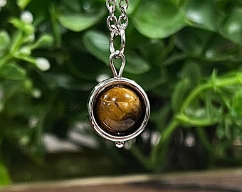 Mini Tiger's Eye Fidget Spinner Necklace