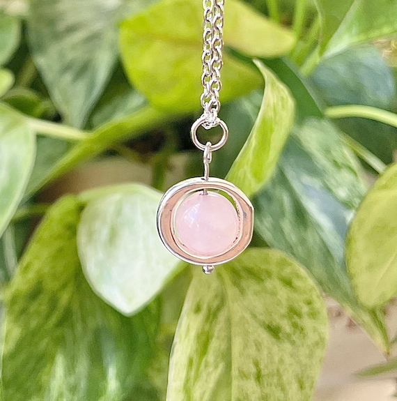 Rose Quartz Fidget Spinner Necklace