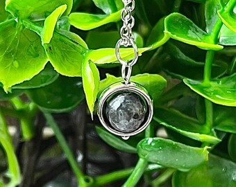 Mini Faceted Black Larvikite Fidget Spinner Necklace