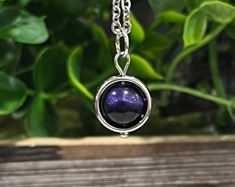 Purple Tiger's Eye Fidget Spinner Necklace