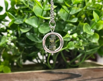 Square Green Hematite Fidget Spinner Necklace