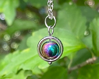 Mini Rainbow Fidget Spinner Necklace