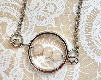 Mini Rose Quartz Fidget Spinner Necklace