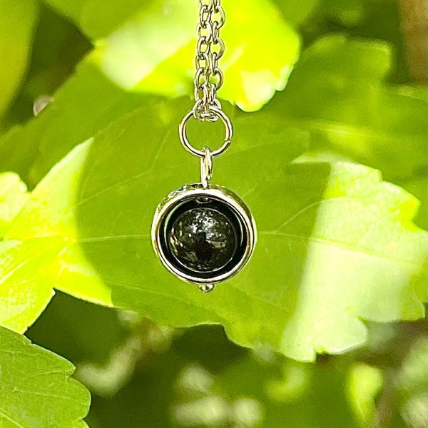 Mini Obsidian Fidget Spinner Necklace