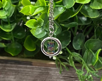 Hexagonal Rainbow Hematite Fidge Spinner Necklace