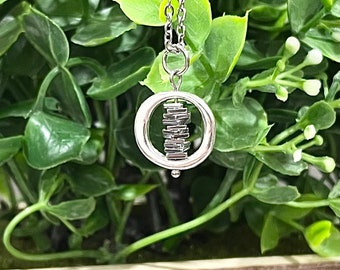 Square Silver Hematite Fidget Spinner Necklace