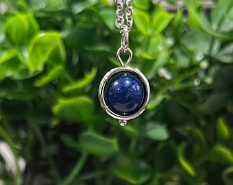 Mini Lapis Lazuli Fidget Spinner Necklace