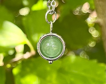 Mini Green Aventurine Fidget Spinner Necklace