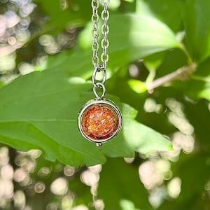 Mini Orange Crackle Glass Fidget Necklace