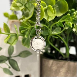 Mini White Quartz Fidget Spinner Necklace