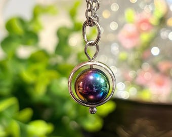 SMALL Rainbow Hematite Fidget Necklace