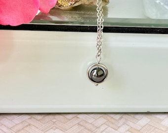 Mini Black Hematite Fidget Spinner Necklace