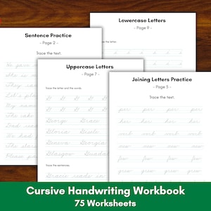 Cursive Handwriting Workbook: Alphabet Tracing Pages (Instant Download)