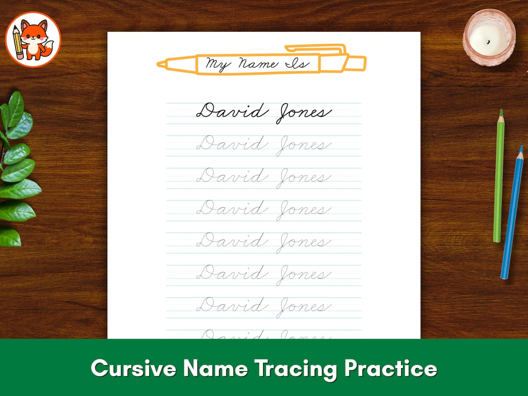 Personalized Cursive Name Tracing Worksheet, Custom Cursive Writing ...