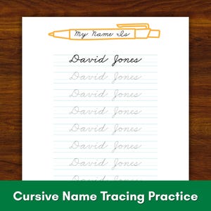 Personalized Cursive Name Tracing Worksheet, Custom Cursive Writing Practice for All Ages