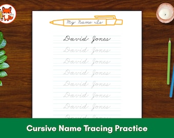 Personalized Cursive Name Tracing Worksheet, Custom Cursive Writing ...