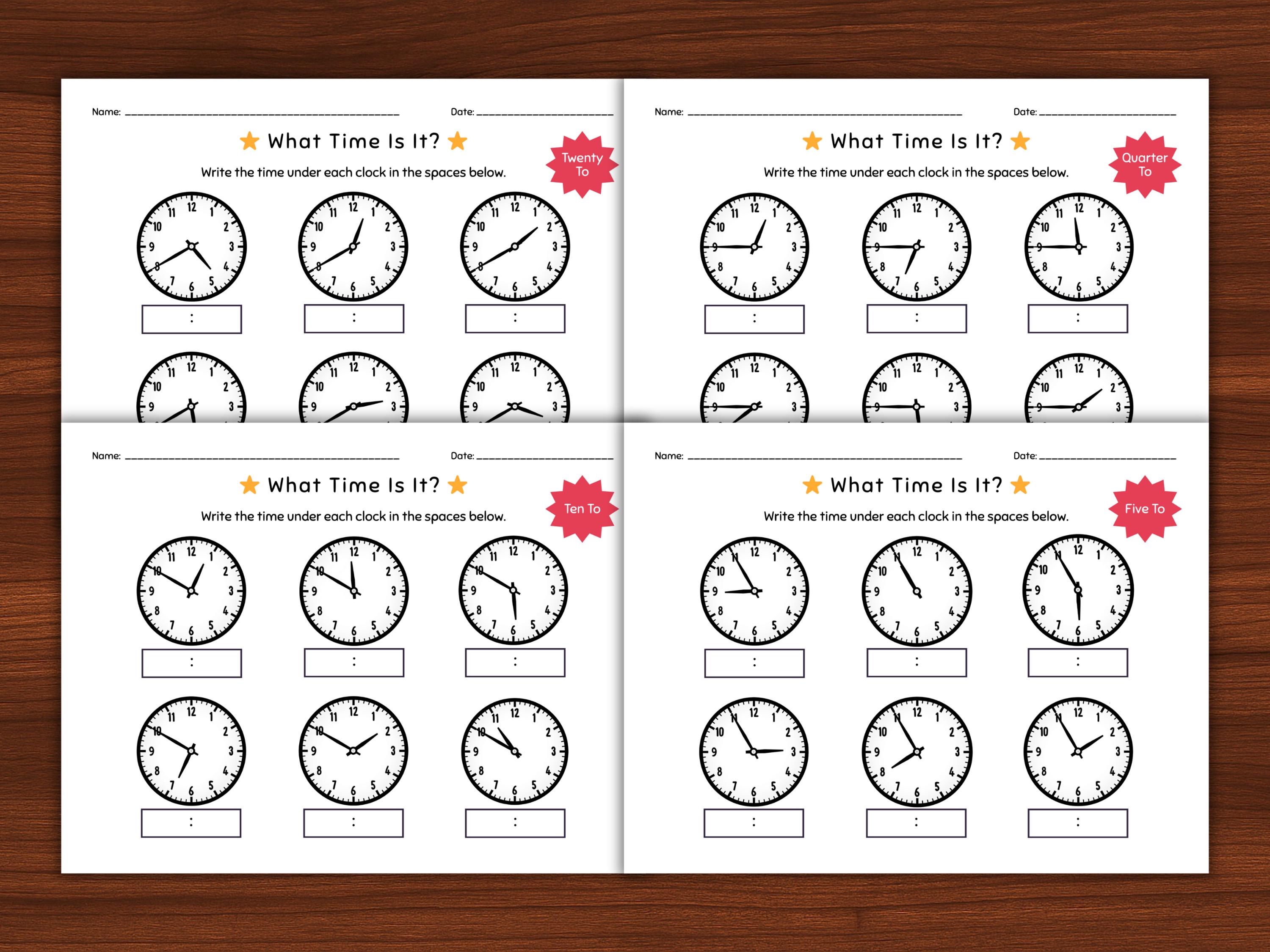Telling Time Worksheets: Analog Clock Practice (digital Download) - Etsy