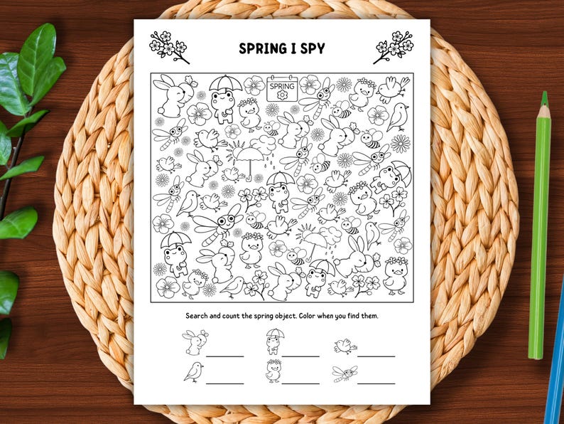 Spring Object Find Spring I Spy Printable | Seek & Find Spring Worksheets for Kids - Etsy
