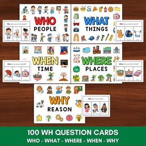 100 WH-vragenkaarten: logopedie wie, wat, waar, wanneer, waarom taalontwikkeling