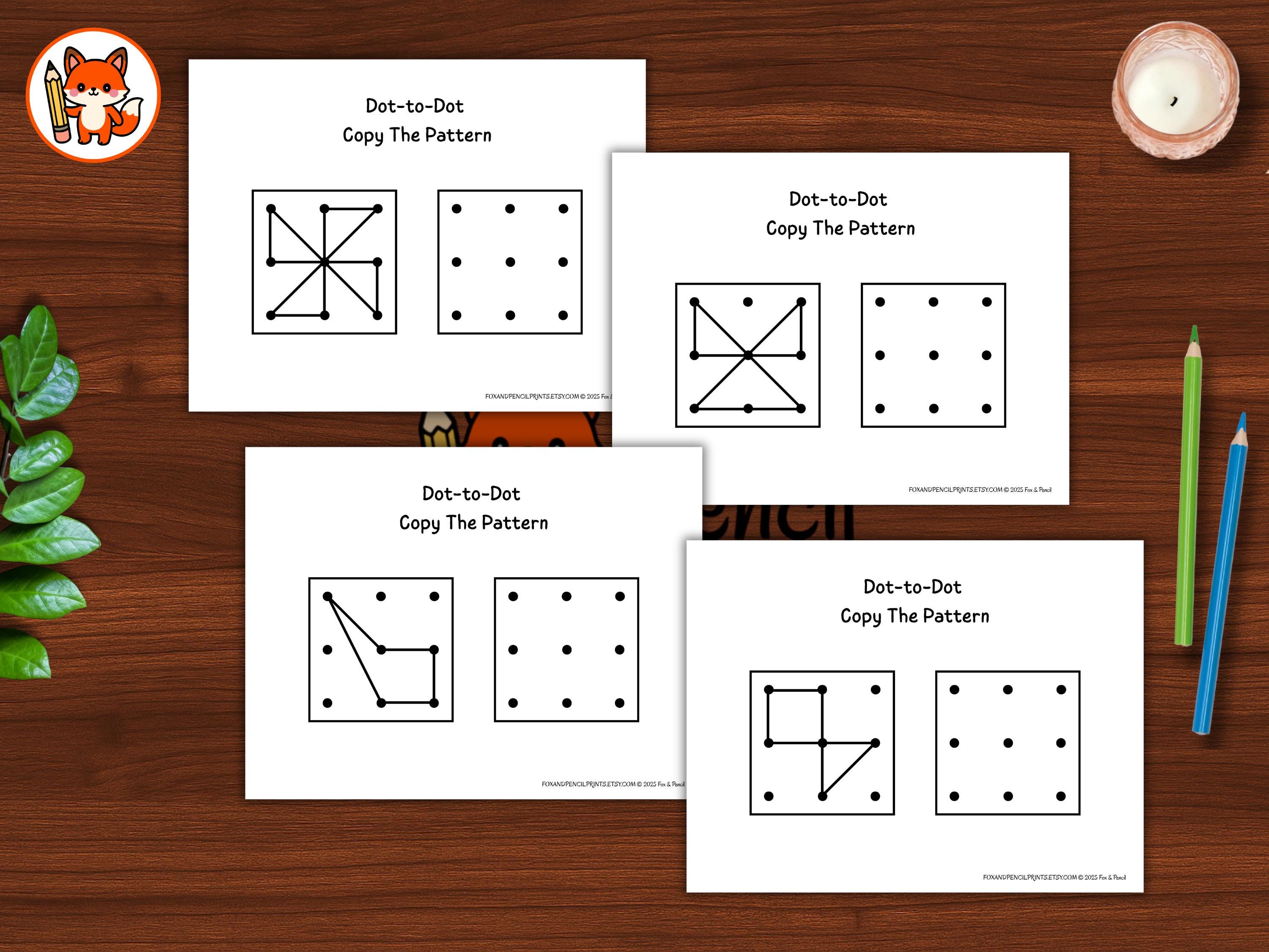 Dot-to-dot Copy the Pattern Worksheets | Visual Motor & Logic Skills ...