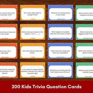 Kids Trivia Cards: 200 Printable Quiz Questions (Digital Download)