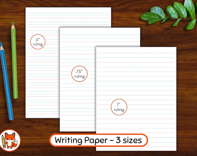 Written Paper Redlined 2 Printable Lined Handwriting Paper Red Bottom, Blue Top, Writing ...