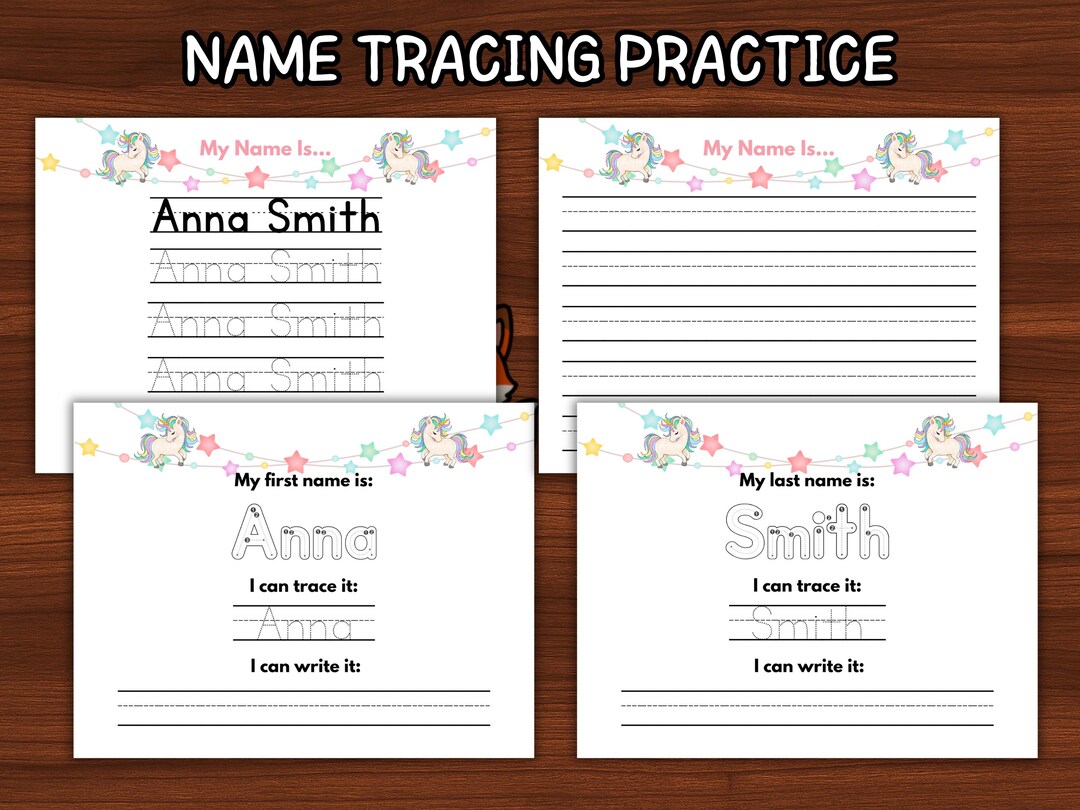 Personalized Name Tracing Worksheet: Unicorn Handwriting Practice ...