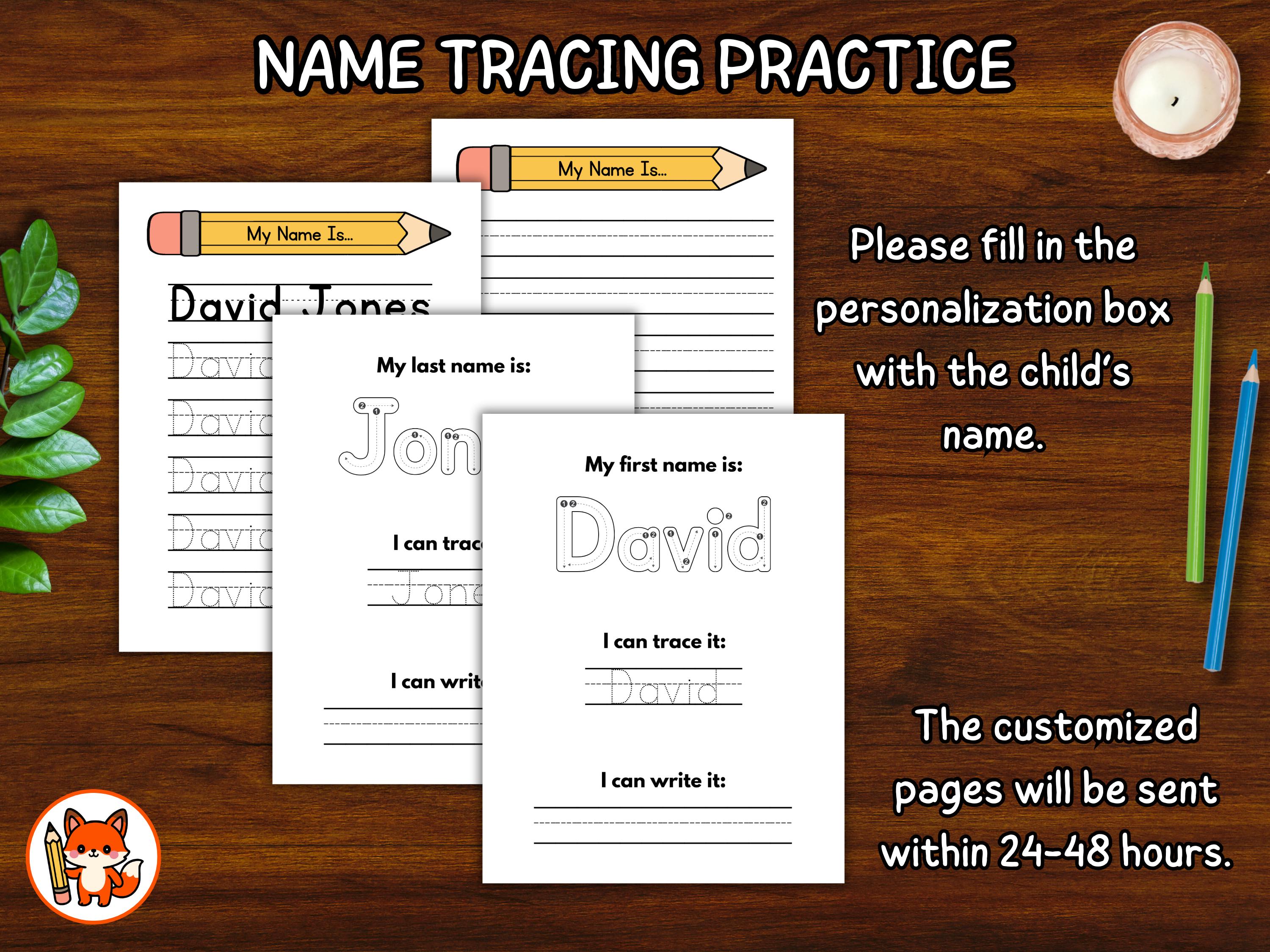 Personalized Name Tracing Worksheet: Handwriting Practice for Kids ...