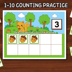 Pre-K-Kindergarten Counting; 1–10 Counting Practice Game; Montessori Printable Worksheet; Homeschool Resources