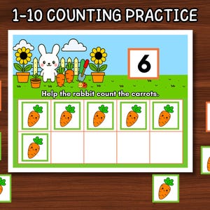 1–10 Counting Practice Game; Pre-K and Kindergarten Counting; Montessori Printable Worksheet; Number Count and Match Math Activity