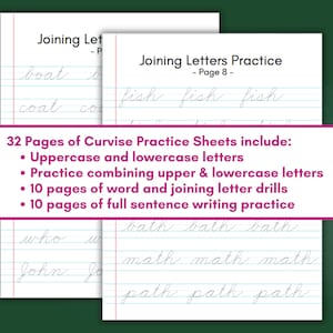 Cursive Alphabet Handwriting Worksheets, Cursive Alphabet Tracing Pages, Cursive Writing, Instant Download