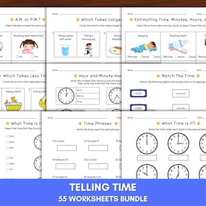Folhas de exercícios para aprender a ver as horas: Prática com relógio analógico (Download digital)