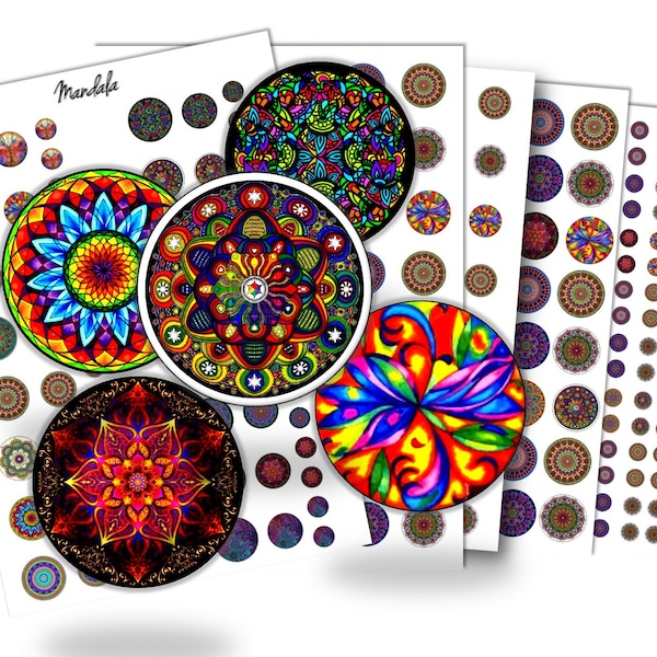 Mandala beelden voor instant download digitale bestanden 30 mm cabochons Mandala 20 mm 25 mm 12 mm