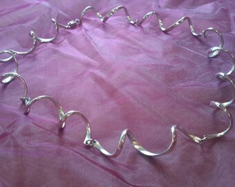 Hand forged Corkscrew Twist sterling silver linked Necklace