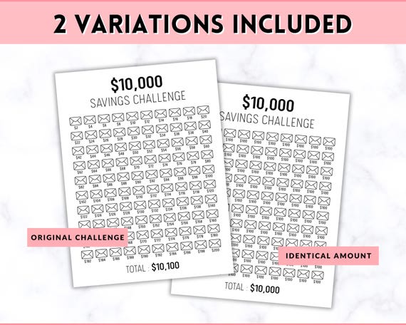 10000 Savings Challenge Printable, Savings Tracker, 10k
