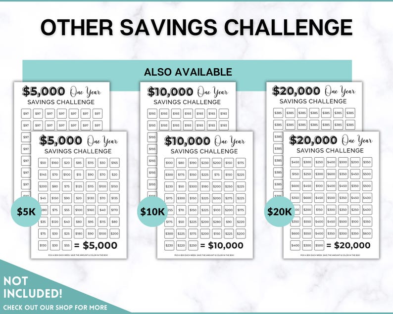 15000 Savings Challenge Printable, Savings Tracker, 15000 Dollars in ...