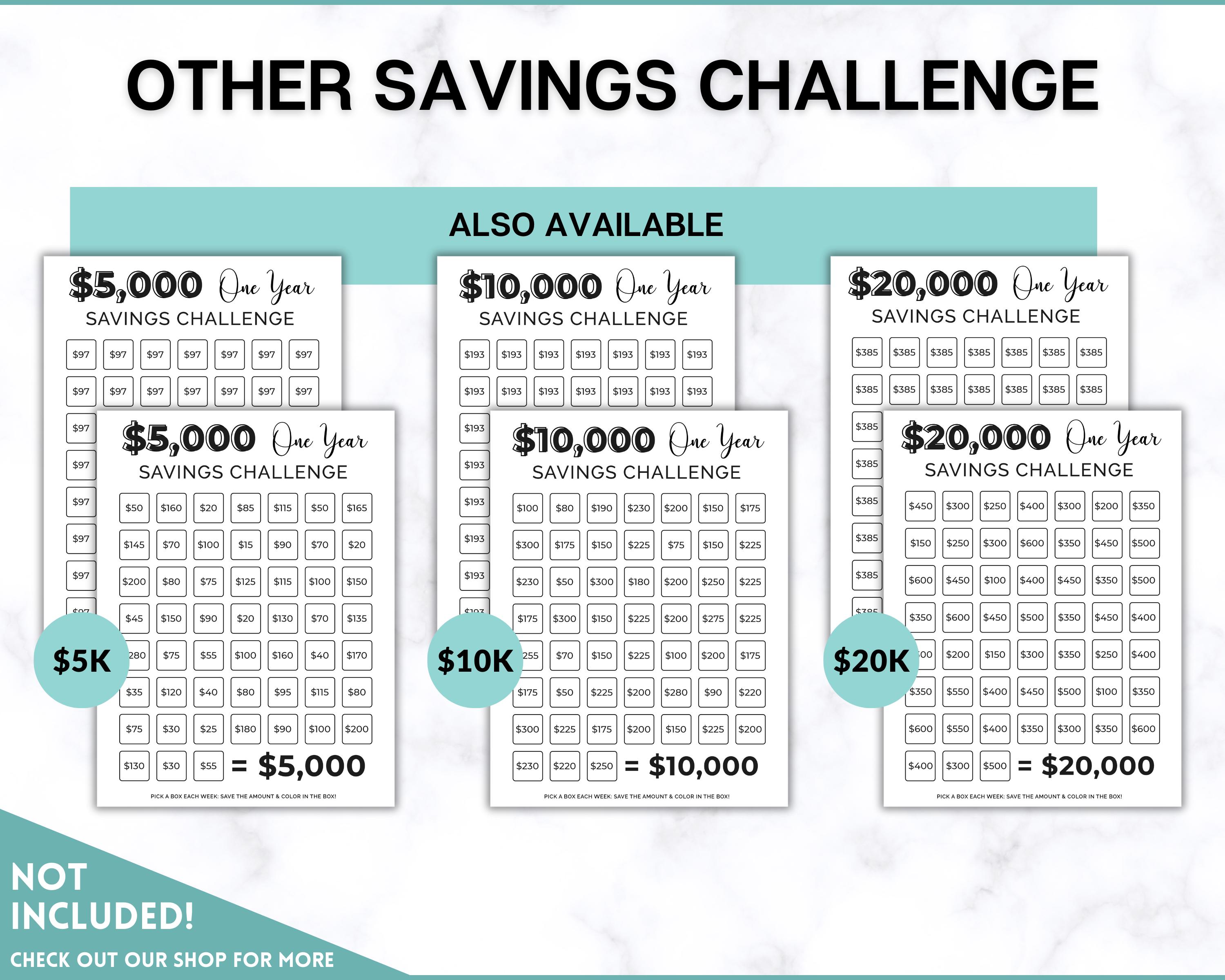 15000 Savings Challenge Printable, Savings Tracker, 15000 Dollars in ...