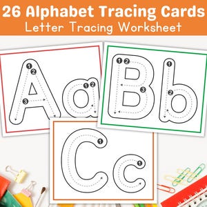 Alphabet Tracing Cards Letter Tracing Worksheets Letter of the Alphabet Preschool Flashcards Printable ABC Cards Preschool Curriculum
