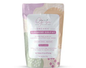 Organic ( 24 oz ) Elderberry Syrup KIT ll Formulated + Handcrafted By a Certified Master Herbalist ll  Six Organic Herbs Included